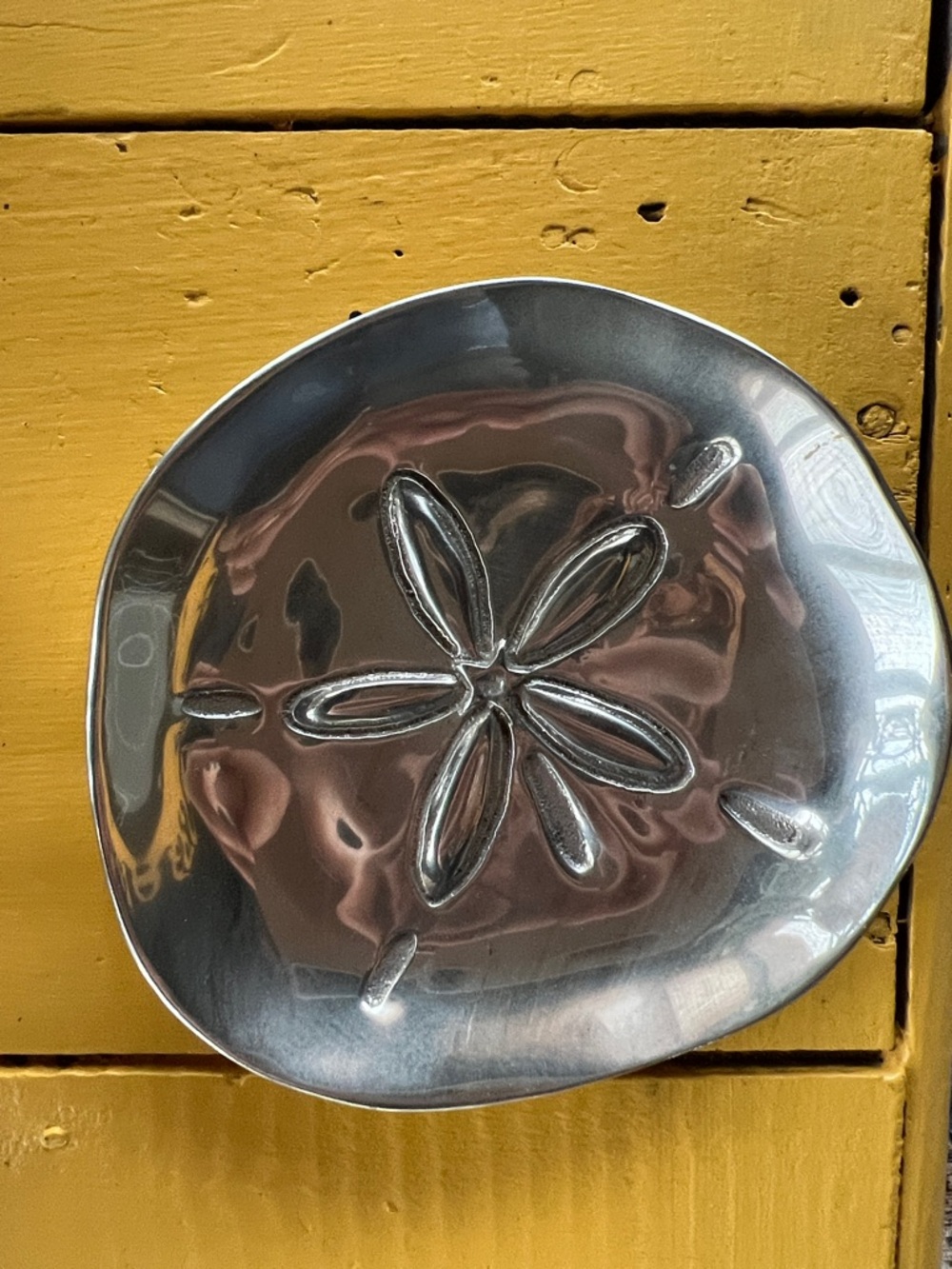 Silver Sand Dollar Decorative Bowl - Home Dining Accent - Picture 5 of 5